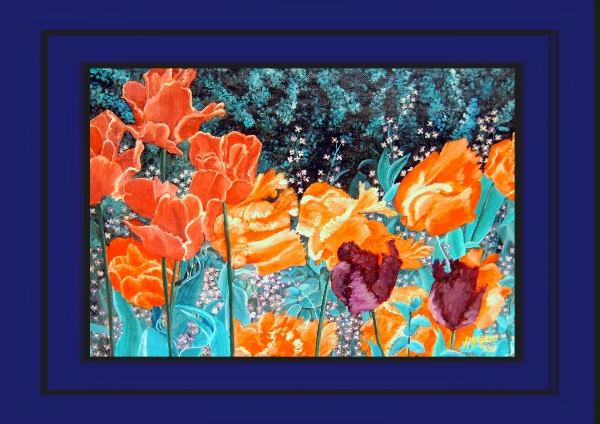 Parterre de fleurs. Huile sur toile 45x32 